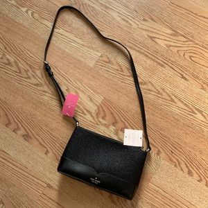 Kate Spade NWT Lola black glitter purse